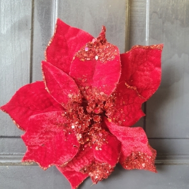 red poinsettia with clip